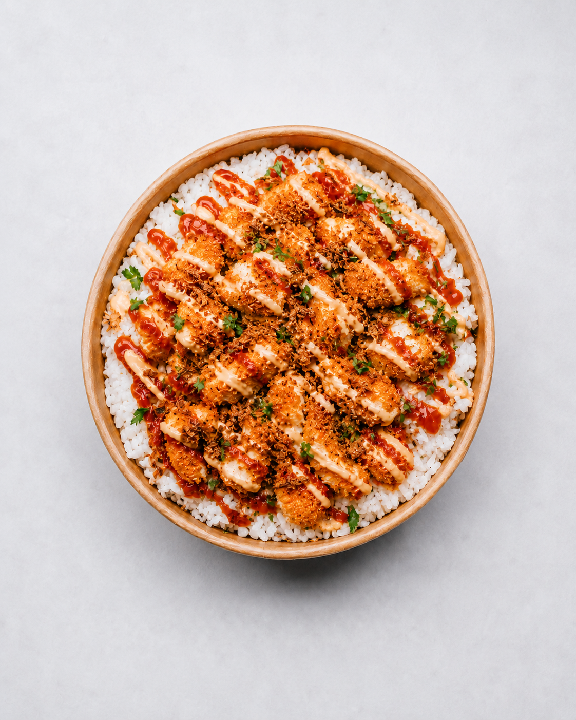 Rice Bowl Sun Burger Amiens — poulet croustillant, oignons frits